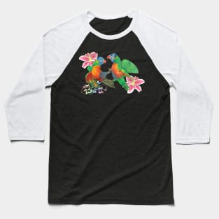 Colorful fight parrots and lilies Baseball T-Shirt